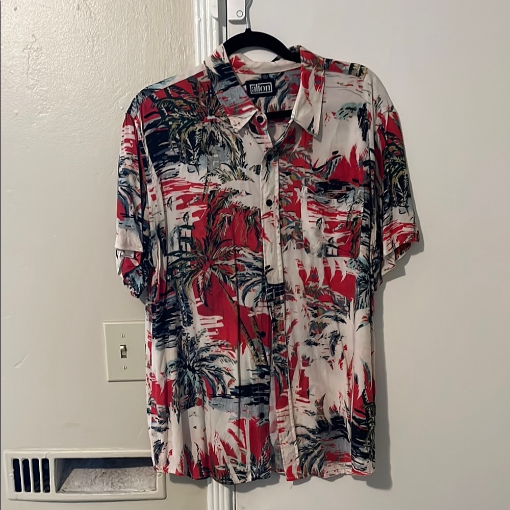 Alton Men's Red Tropical Print Shirt